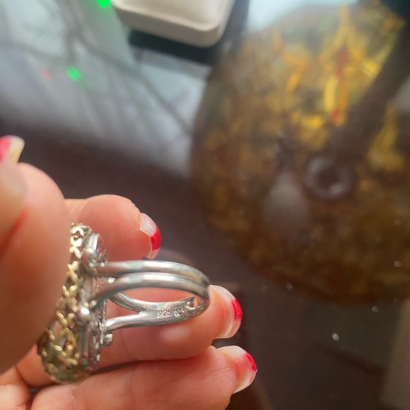 Silver 925 ring custom made lucky clover 4 leaves style .size 6 - Picture 9 of 10